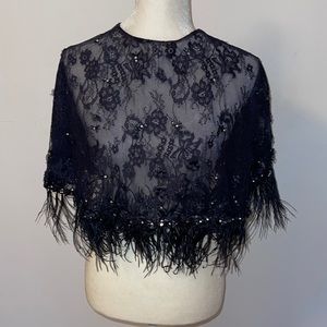 Sequin Vintage Poncho beaded Navy size 4